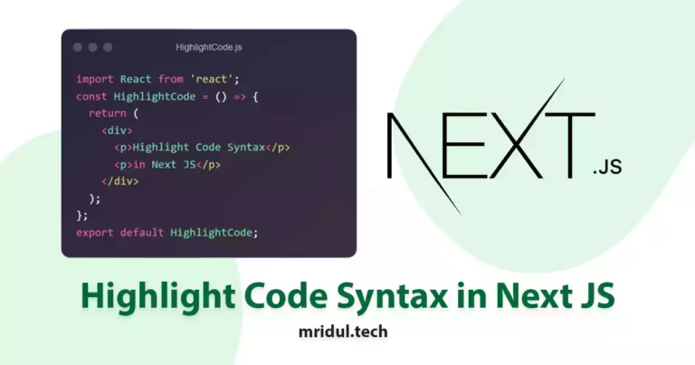How to Highlight Code Syntax in Next JS