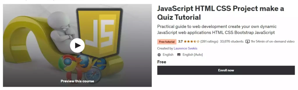 7. JavaScript HTML CSS Project make a Quiz Tutorial