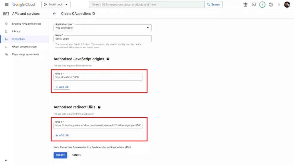 Add app details in Google Console for oAuth